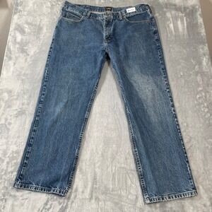 Lee Relaxed Fit Mens Jeans 40x30 Medium Wash Blue Straight Leg Cotton 2055525